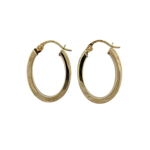 9ct Gold Greek Key Oval Creole Earrings