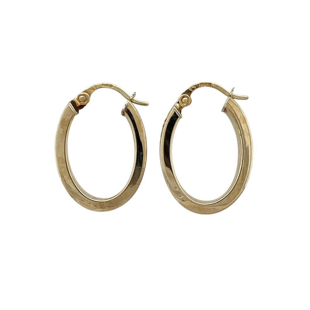 9ct Gold Greek Key Oval Creole Earrings
