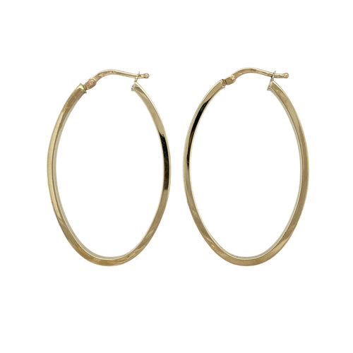 9ct Gold Plain Oval Creole Earrings