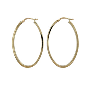 9ct Gold Plain Oval Creole Earrings