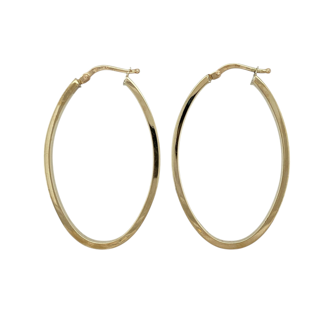 9ct Gold Plain Oval Creole Earrings