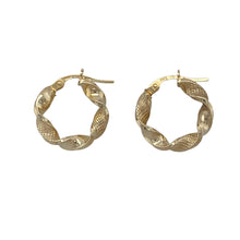 Load image into Gallery viewer, 9ct Gold Patterned Small Hoop Creole Earrings
