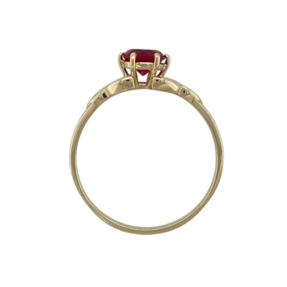 9ct Gold & Red Stone Set Celtic Knot Design Ring