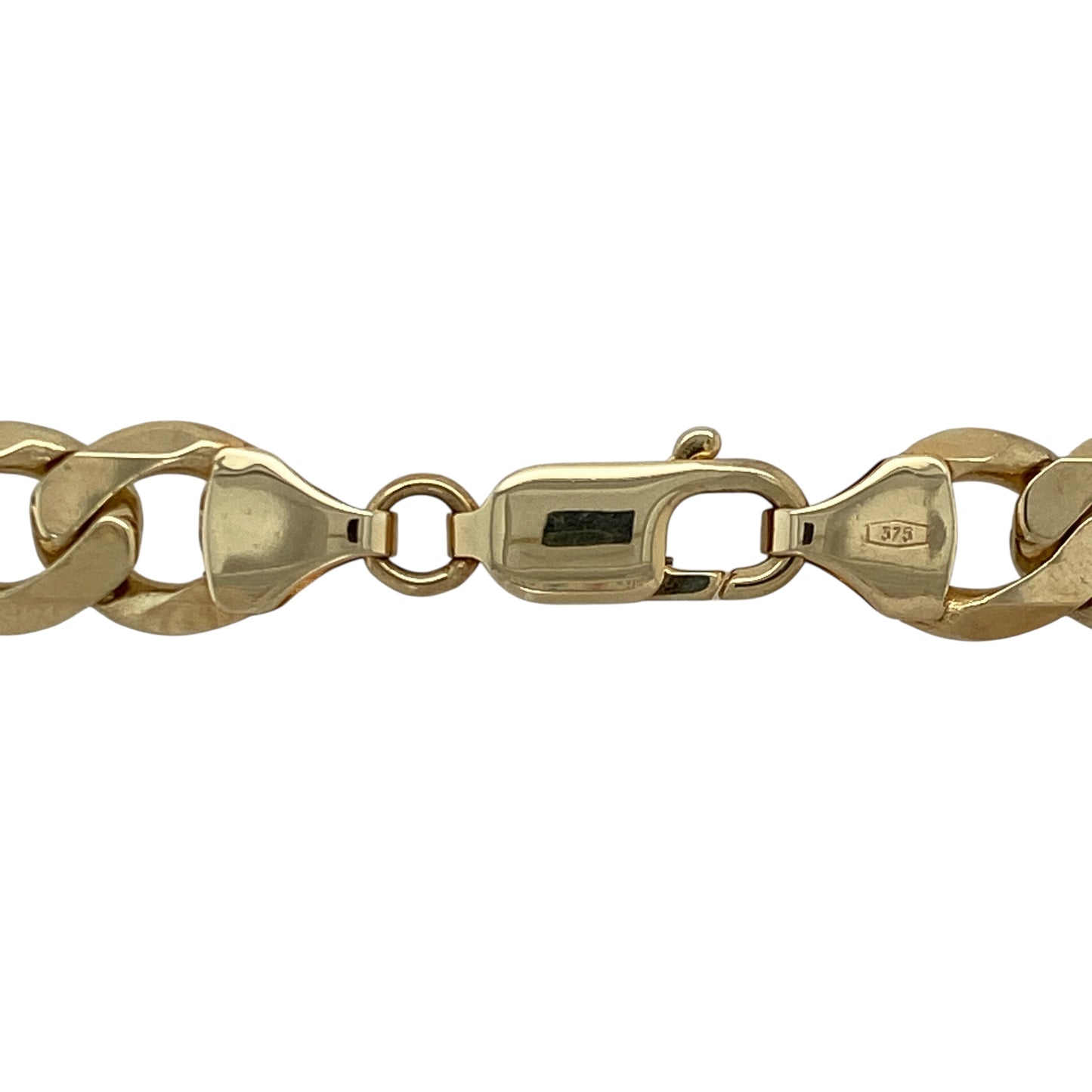 Bring striking style and substantial weight to your jewellery collection with this pre-owned 9ct yellow gold curb chain—perfect for those who appreciate bold, timeless design.

Design: The chain features 10mm wide curb links with a smooth, polished finish for a classic and commanding look.
Material: Made from 9-carat yellow gold, the polished surface enhances the rich golden tone and sleek link profile.
