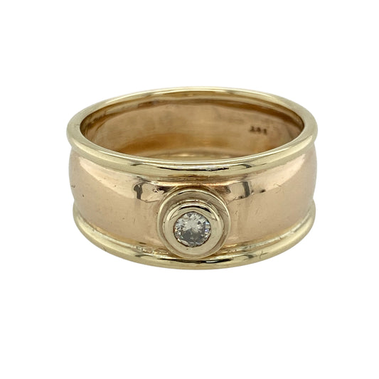 9ct Gold & Diamond Set Wide Band Ring