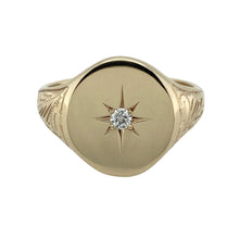 Load image into Gallery viewer, 9ct Gold &amp; Diamond Set Oval Signet Ring
