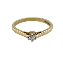 Load image into Gallery viewer, Bring classic beauty and timeless sparkle to your collection with this pre-owned 18ct yellow gold diamond solitaire ring—perfect as an elegant statement or a meaningful symbol of love.

Design: The ring showcases a single diamond at the centre, offering a simple yet striking look that never goes out of style.
Material: Made from 18-carat yellow gold, the polished finish enhances the warmth of the metal and the brilliance of the diamond.

