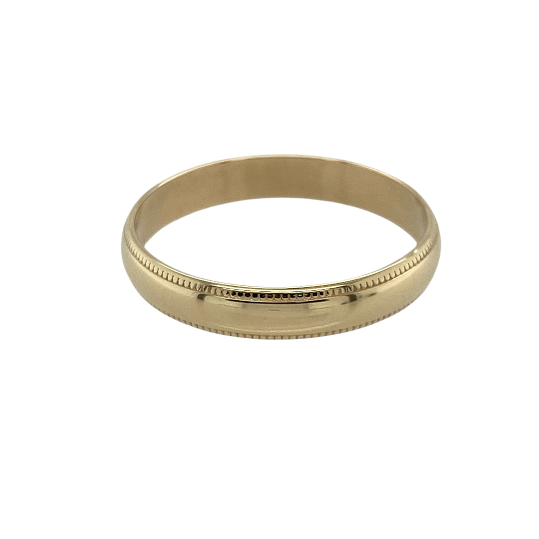 9ct Gold 3mm Milgrain Edge Wedding Band Ring