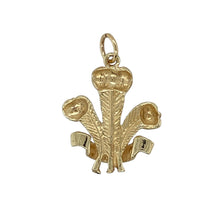 Load image into Gallery viewer, Bring heritage pride and elegant design to your collection with this pre-owned 9ct yellow gold Welsh three feathers pendant—perfect for those who appreciate meaningful symbols with cultural significance.

Design: The pendant features the iconic Prince of Wales three feathers emblem, finely detailed for a refined and recognisable look.
Material: Made from 9-carat yellow gold, the polished finish enhances the warm tone and highlights the intricate craftsmanship.

