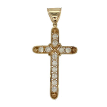 Load image into Gallery viewer, Bring striking presence and radiant sparkle to your collection with this pre-owned 9ct yellow gold cubic zirconia large cross pendant—perfect for making a statement of faith and style.

Design: The pendant features a bold cross shape, fully accented with cubic zirconia stones for maximum brilliance.
Material: Made from 9-carat yellow gold, the polished finish enhances the warm tone and complements the sparkle of the stones.


