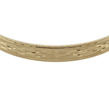 Load image into Gallery viewer, Bring classic elegance and practical design to your collection with this pre-owned 9ct yellow gold patterned expanding bangle—perfect for everyday wear or marking a special occasion.

Design: The bangle features a 7mm wide band adorned with an intricate pattern, offering both texture and timeless appeal.
Material: Made from 9-carat yellow gold, the polished finish enhances the warm tone and highlights the detailed design.

