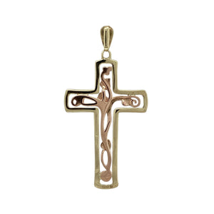 Bring symbolic beauty and elegant design to your collection with this pre-owned 9ct yellow and rose gold Clogau Tree of Life cross pendant—perfect for those who appreciate meaningful jewellery with timeless style.

Design: The pendant features a classic cross shape adorned with delicate rose gold Tree of Life detailing, symbolising growth, strength, and harmony.
Material: Made from 9-carat yellow and rose gold, the polished finish enhances the warm tones and intricate design.
