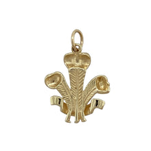 Load image into Gallery viewer, Bring cultural pride and detailed craftsmanship to your collection with this pre-owned 9ct yellow gold Welsh Three Feathers pendant—perfect for celebrating heritage with timeless style.

Design: The pendant features the iconic Welsh Three Feathers emblem, finely detailed for a striking and recognisable look.
Material: Made from 9-carat yellow gold, the polished finish enhances the warm tone and highlights the intricate design.

