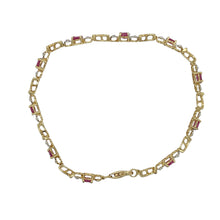 Load image into Gallery viewer, 10ct Gold Diamond &amp; Ruby Set 7.5&quot; Bracelet

