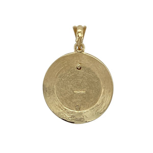Bring heritage beauty and symbolic design to your collection with this pre-owned 9ct yellow gold Welsh Celtic circle daffodil pendant—perfect for celebrating tradition with timeless elegance.

Design: The pendant features an open Celtic circle design adorned with a finely detailed daffodil at its centre, symbolising Welsh pride and renewal.
Material: Made from 9-carat yellow gold, the polished finish enhances the warm tone and highlights the intricate craftsmanship.
