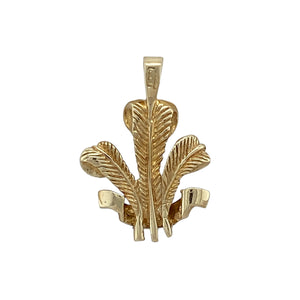 Bring cultural pride and timeless design to your collection with this pre-owned 9ct yellow gold Welsh Three Feathers pendant—perfect for celebrating heritage with style.

Design: The pendant features the iconic Welsh Three Feathers emblem, finely detailed for a distinctive and recognisable look.
Material: Made from 9-carat yellow gold, the polished finish enhances the warm tone and highlights the intricate detailing.
