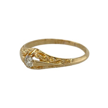 Load image into Gallery viewer, Bring vintage charm and timeless sparkle to your collection with this pre-owned 18ct yellow gold diamond single stone ring—perfect for lovers of antique style and classic elegance.

Design: The ring features an old cut diamond of approximately 0.20ct, held in a traditional vintage setting that showcases its character and brilliance.
Material: Made from 18-carat yellow gold, the polished finish enhances the diamond’s warm glow and complements its antique style.

