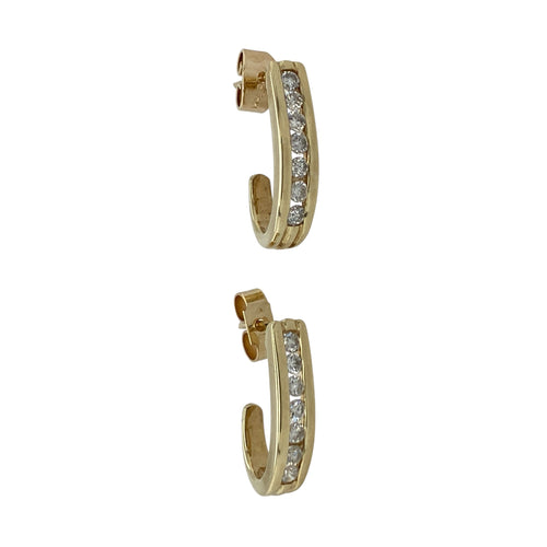 9ct Gold & Diamond Set Half Hoop Stud Earrings