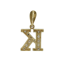 Load image into Gallery viewer, Bring personalised elegance and subtle sparkle to your collection with this pre-owned 9ct yellow gold initial pendant, designed in the letter ‘K’ and highlighted with cubic zirconia for a touch of brilliance—perfect for meaningful gifting or everyday style.

Design: The pendant features a bold ‘K’ initial, accented with sparkling cubic zirconia that adds a refined shimmer while celebrating individuality.


