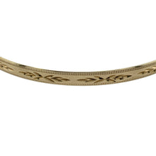 Load image into Gallery viewer, Bring classic elegance and golden detail to your collection with this pre-owned 9ct yellow solid gold patterned bangle—a timeless piece perfect for both everyday wear and special occasions.

Design: The bangle features a detailed patterned finish, adding subtle texture and distinction to its traditional form.
Material: Made from solid 9-carat yellow gold, the polished surface enhances its warm tone and enduring appeal.

