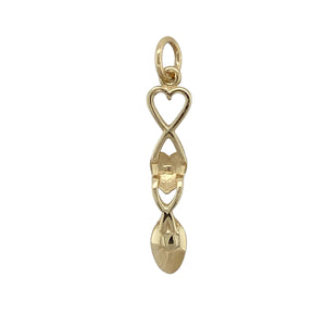 Bring heritage charm and golden elegance to your collection with this pre-owned 9ct yellow gold heart lovespoon pendant—a meaningful design rich in tradition and sentiment.

Design: The pendant features a classic Welsh lovespoon motif with a heart detail, symbolising love and affection.
Material: Made from 9-carat yellow gold, the polished finish enhances the intricate design and adds timeless appeal.
