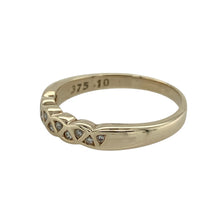 Load image into Gallery viewer, Bring timeless sparkle and golden elegance to your collection with this pre-owned 9ct yellow gold diamond band ring—a refined piece perfect for everyday wear or special occasions.

Design: The ring features a 3mm wide band accented with diamonds across the front, offering brilliance and subtle sophistication.
Material: Made from 9-carat yellow gold, the polished finish enhances the classic style and complements the sparkle of the diamonds.

