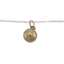 Load image into Gallery viewer, Bring playful charm and classic style to your collection with this pre-owned 9ct yellow gold football pendant necklace, a lightweight piece perfect for everyday wear or gifting.

Design: The necklace features a hollow football pendant measuring 18mm long including the bail, suspended from a 16&quot; belcher chain for a simple yet eye-catching look.
Material: Made from 9-carat yellow gold, the polished finish gives both the pendant and chain a warm glow with timeless appeal.

