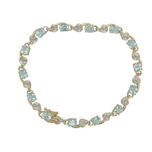 Load image into Gallery viewer, 9ct Gold Diamond &amp; Blue Topaz Set 7.5&quot; Bracelet
