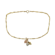 Load image into Gallery viewer, 9ct Gold 10&quot; Singapore Heart Drop Anklet
