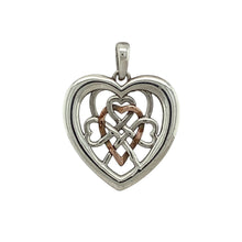 Load image into Gallery viewer, Bring romantic elegance and heritage style to your collection with this pre-owned Clogau Royalty heart pendant in sterling silver and rose gold, inspired by timeless design with a meaningful finish—perfect as a keepsake or thoughtful gift.

Design: The pendant features an elegant open heart design from Clogau’s Royalty collection, symbolising love and devotion with refined detail.


