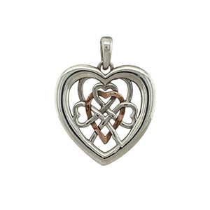 Bring romantic elegance and heritage style to your collection with this pre-owned Clogau Royalty heart pendant in sterling silver and rose gold, inspired by timeless design with a meaningful finish—perfect as a keepsake or thoughtful gift.

Design: The pendant features an elegant open heart design from Clogau’s Royalty collection, symbolising love and devotion with refined detail.
