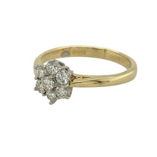 Load image into Gallery viewer, Bring radiant sparkle and timeless elegance to your collection with this pre-owned 18ct yellow gold diamond cluster ring, offering classic style with a refined finish—perfect for both special occasions and sophisticated everyday wear.

Design: The ring showcases a traditional cluster design, with round brilliant-cut diamonds grouped to create a bright and eye-catching display.

