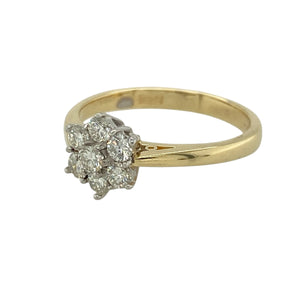 Bring radiant sparkle and timeless elegance to your collection with this pre-owned 18ct yellow gold diamond cluster ring, offering classic style with a refined finish—perfect for both special occasions and sophisticated everyday wear.

Design: The ring showcases a traditional cluster design, with round brilliant-cut diamonds grouped to create a bright and eye-catching display.
