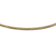 Load image into Gallery viewer, Bring elegant detail and timeless style to your collection with this pre-owned 9ct yellow gold patterned bangle, offering a refined design with everyday versatility—perfect for stacking or wearing alone.

Design: The bangle measures 6.7cm in diameter with a 2mm width, detailed with a subtle patterned finish that adds texture and character.
Material: Made from solid 9-carat yellow gold, the polished surface enhances the design with a warm golden shine.

