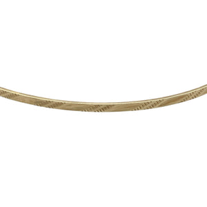 Bring elegant detail and timeless style to your collection with this pre-owned 9ct yellow gold patterned bangle, offering a refined design with everyday versatility—perfect for stacking or wearing alone.

Design: The bangle measures 6.7cm in diameter with a 2mm width, detailed with a subtle patterned finish that adds texture and character.
Material: Made from solid 9-carat yellow gold, the polished surface enhances the design with a warm golden shine.
