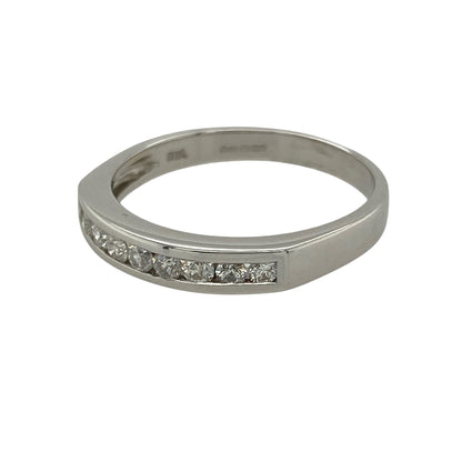 Elevate your collection with this pre-owned 18ct white gold diamond band ring, combining timeless design with refined sparkle—perfect for everyday elegance or celebrating a special milestone.

Design: The ring features a band of sparkling diamonds across the front, offering brilliance and sophistication in a classic style.
Material: Made from 18-carat white gold, the polished finish enhances the natural fire of the diamonds and adds to the ring’s luxurious appeal.
