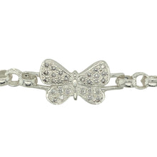 Load image into Gallery viewer, New 925 Silver &amp; Cubic Zirconia Set 6&quot; Butterfly Belcher Bracelet
