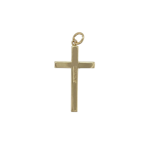 Embrace simplicity and faith with this pre-owned 9ct yellow gold polished cross pendant, a timeless design perfect for everyday wear or meaningful occasions.

Design: The pendant features a classic polished cross with smooth lines, offering a refined and understated style.
Material: Made from 9-carat yellow gold, the polished finish enhances its shine and lasting elegance.
Pendant Detail: Weighing 1.30 grams, the pendant is lightweight yet durable, making it ideal for pairing with your favourite chain.