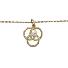 Load image into Gallery viewer, Add sparkle and elegance to your collection with this pre-owned 9ct yellow gold cubic zirconia triple circle pendant necklace, combining modern design with timeless appeal—perfect for everyday wear or special occasions.

Design: The pendant features three overlapping circles, accented with cubic zirconia for a touch of brilliance and contemporary style.
Material: Made from 9-carat yellow gold, the polished finish provides warmth and shine while enhancing the sparkle of the stones.

