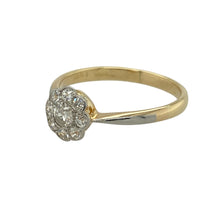 Load image into Gallery viewer, Celebrate timeless elegance with this pre-owned 18ct yellow gold diamond flower cluster ring, designed in a vintage Art Deco style for a look that’s both classic and distinctive.

Design: The ring features a sparkling flower-shaped diamond cluster, styled with geometric Art Deco influence and an 8mm high front for striking presence.
Material: Made from 18-carat yellow gold, the polished finish enhances the brilliance of the diamonds and adds warmth to the vintage-inspired design.

