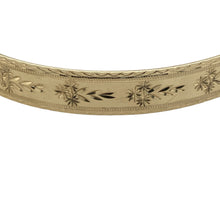 Load image into Gallery viewer, Add timeless style and versatility to your collection with this pre-owned 9ct yellow solid gold expanding patterned bangle, a substantial design with elegant detailing—perfect for both everyday wear and special occasions.

Design: The bangle features an intricate patterned finish with an expanding design, allowing for flexibility and a comfortable fit.
Material: Made from solid 9-carat yellow gold, the polished surface enhances the decorative pattern while ensuring lasting durability and shine.


