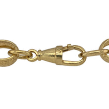 Load image into Gallery viewer, Make a bold statement with this new solid 925 silver oval link belcher bracelet, heavily plated in 9ct gold and designed with alternating plain and patterned links for striking detail.

Design: The bracelet features large oval belcher links measuring 11mm in width, with a mix of plain and patterned finishes for a distinctive look.
Material: Made from solid 925 sterling silver with heavy 9-carat gold plating, the design combines durability with a rich golden shine.
