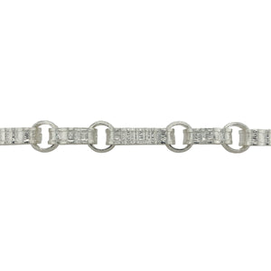 New 925 Silver 8" Patterned Star and Bar Bracelet