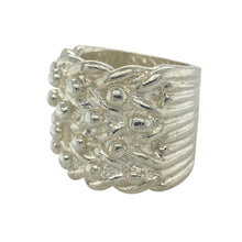 Load image into Gallery viewer, Make an unforgettable statement with this new 925 solid silver four row keeper ring, a heavyweight design with bold presence—perfect for collectors and those who love standout jewellery.

Design: The ring showcases four raised rows across the front, measuring an impressive 28mm high, creating a strong and commanding look.
Material: Made from solid 925 sterling silver, the polished finish enhances durability while highlighting the bold keeper style.
