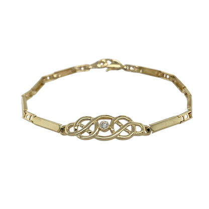 9ct Gold & Cubic Zirconia Set Celtic Knot 7.5" Bracelet