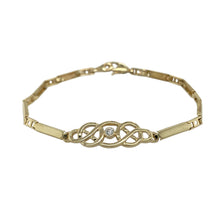 Load image into Gallery viewer, 9ct Gold &amp; Cubic Zirconia Set Celtic Knot 7.5&quot; Bracelet
