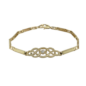 9ct Gold & Cubic Zirconia Set Celtic Knot 7.5" Bracelet