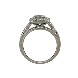 9ct White Gold & Diamond Set Halo Cluster Ring