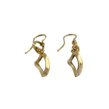 Load image into Gallery viewer, Bring graceful movement and golden shine to your collection with these pre-owned 9ct yellow gold drop earrings, styled with an elegant swirling design.

Design: Each earring features a flowing swirl shape that catches the light beautifully, adding a touch of sophistication and charm.
Material: Made from 9-carat yellow gold, the polished finish enhances the warm tone and reflective shine. 
