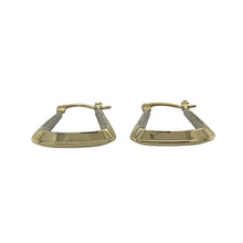 Load image into Gallery viewer, Bring playful charm and two-tone detail to your collection with these pre-owned 9ct yellow and white gold creole earrings, styled in a unique handbag-inspired design.

Design: Each earring features a handbag-shaped creole with patterned detailing, combining style and character in a fun yet elegant form.
Material: Made from 9-carat yellow and white gold, the polished finish enhances the contrast between the two tones.

